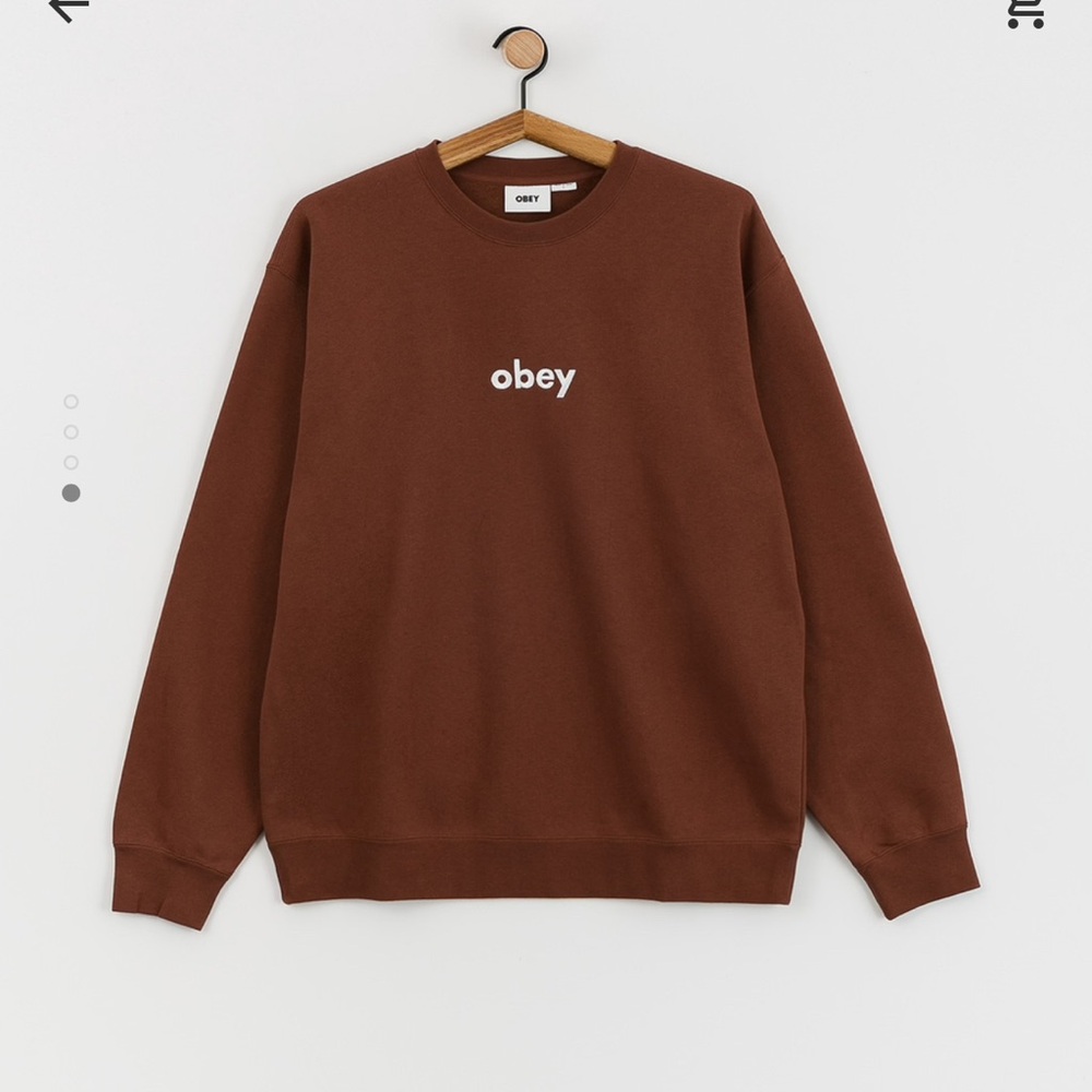 Obey Men's lowercase crew Sepia